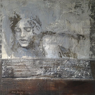 Faces 3   100 x 100   Beton / Pigmente / Acryl auf Leinwand