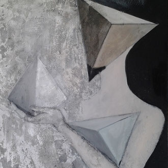 PYRAMIDENTRÄGERIN     100cm x 80cm   Beton I  Acryl auf Leinwand