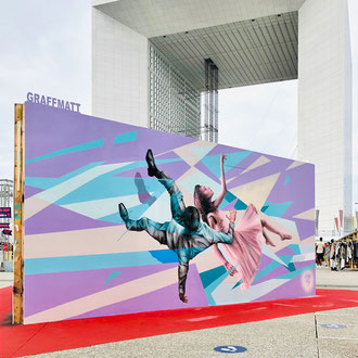 Fresque streetart graffiti art Paris La Défense festival Underground Effect 6 évènement streetart graff graffiti Paris la Défense Puteaux street art graffiti peinture graffmatt painting artwork french artist urban art live painting