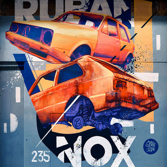 Fresque graffiti street-art à Chambéry (Savoie) par l'artiste peintre muraliste GRAFFMATT Halle événementielle Rubanox peinture murale commune commande professionnel 
