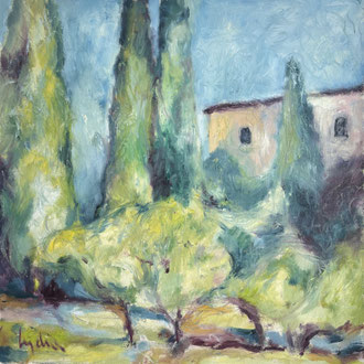 Villa Pitiana, Öl auf Leiwand, 80x80 cm, 2025