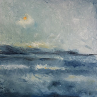 Indischgelbe Sonne, Öl auf Leinwand, 70x70 cm, 2025