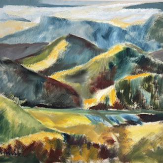 Atelierausblick, Öl auf Leinwand, 80x90 cm