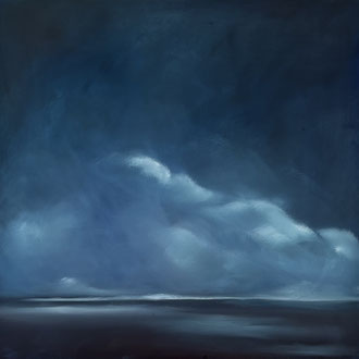 Wolken bei Nacht, Öl auf Leinwand, 70x70, 2025Hallstatt, Öl auf Leiwnad