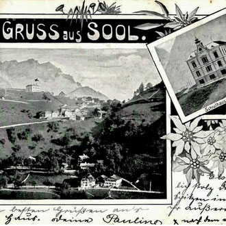 Postkarte mit neuem Schulhaus,  Foto zVg von Güst Berlinger