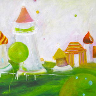 Wo bist du nur? Klein Fachwerk hatte ein Golddach. Es hielt sich am Finger des Leuchtturms fest und kiebitzte in die Welt. Hier wohnten Zirkuszelt mit Schirmchen und alle Zwiebelhauben. Vorsichtig lief der Weg zum jungen Neuankömmling und klopfte an s