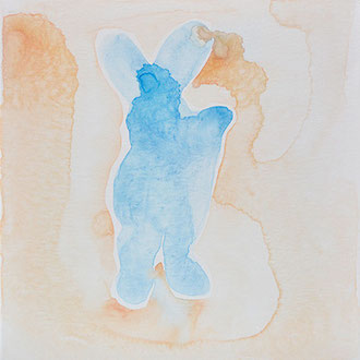 "Les lapins ont besoin d'espace #2" - Aquarelle 30 cm x 30 cm  FESTOR Astrid © 2022