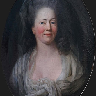 Caroline Gräfin von Baudissin (*1759), Tochter des Menschenhändlers Schimmelmann, schrieb ein erbauliches Büchlein für ihre "Dorfgesellschaft". [Anton Graff]