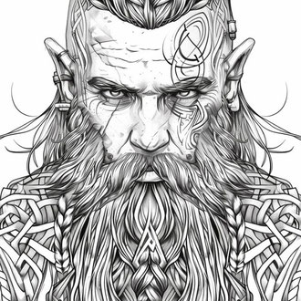 Der norwegische Viking Gråknurr Jernklør (*1819) ist schon lange unterwegs an der Seite von Eirík Blutaxt. [Pinterest: Adult Coloring Pages, Art and Digital Graphics]