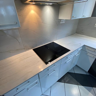 plan de travail de cuisine en quartzite Mont blanc 