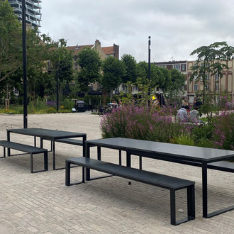 bancs et tables en granit noir ép 3 cm 