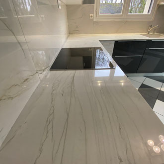 plan de travail de cuisine en quartzite Mont blanc 