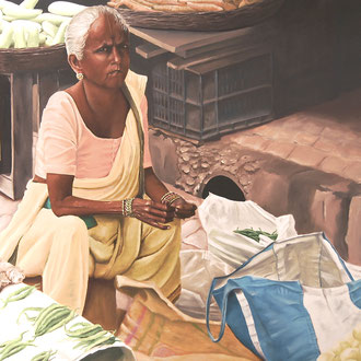 Marktfrau in Mumbai, 100 x 80 cm, unverkäuflich