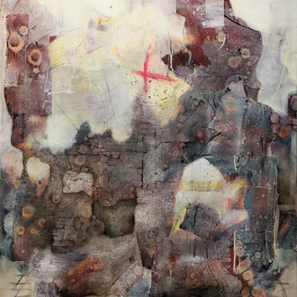 Maria Wirth - House on the Periphery, 120 x 100cm, ash, oil on canvas, 2023