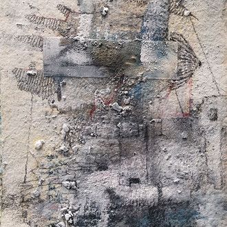 Maria Wirth - Sailing House no.2, 27,5 x 18,8cm, coal, oil, collage on mould-made paper, 2023