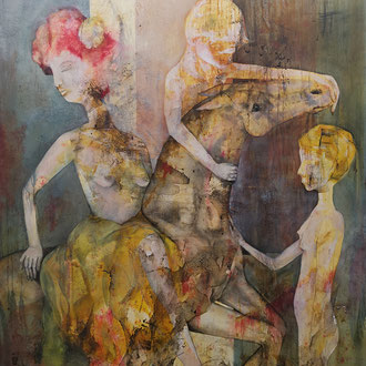 Maria Wirth - Gespensterzähmung, 170 x 140cm, oil, ash, shellac on canvas, 2023