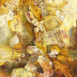 Maria Wirth - Orphans and Mother Tree, 180 x 150cm, oil on canvas, 2023