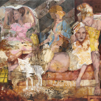Maria Wirth – Sibylla Contemporanea, 120 x 160cm, oil, shellac, ash on canvas, 2025