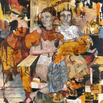 Maria Wirth - Mignon, 2025, oil, shellac, ash on canvas, 170 x 140cm
