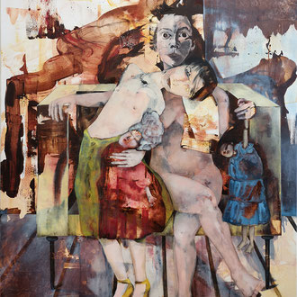 Maria Wirth - Im Wartezimmer, 130 x 110cm, Öl auf Leinwand, 2024