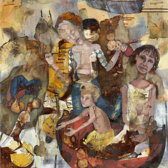 Maria Wirth - Noah's arch, 117 x 100cm, Öl, Schellack auf Leinwand, 2025