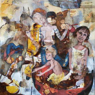 Maria Wirth - Noah's arch, 117 x 100cm, Öl, Schellack auf Leinwand, 2025