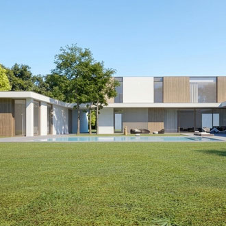 MAISON-CONTEMPORAINE-EN-BETON-BANCHE-APPARENT-BLANC---MAISON-INDIVIDUELLE-MINIMALISTE---BAZEMONT---YVELINES----FENETRES-TOUTE-HAUTEUR