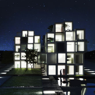 LOGEMENTS--CONTEMPORAINSE-EN-BOIS-PREFABRIQUES---SANTERAMO-ITALIA_-LAUREAT PREMIER PRIX_IMMEUBLE--MODERNE