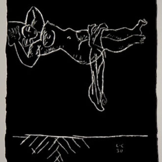 Source d'inspiration de la toile " Féminitude"  : Lithographie Le Corbusier , Hommage à la femme 1964 , 42,5 x 35,5cm