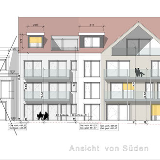 Nachverdichtung Mehrfamilienhaus Haus 2 Dachau - Ansicht Süden Haus 2