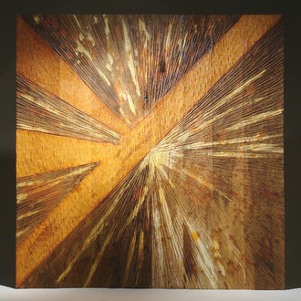 "lumière 006" mural en chêne oxydé aux acides - 100 x 100 cm - 2009