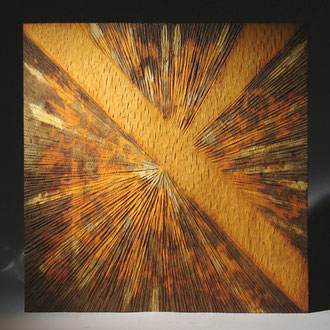 "lumière 002" mural en chêne oxydé aux acides - 80 x 80 cm - 2009