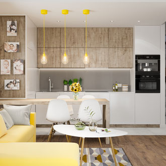 Projekt salonu z aneksem kuchennym