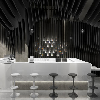 Projekt wnętrza nowoczesnej klubokawiarni