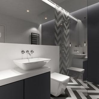 Projekt wnętrza łazienki na krakowskim Zabłociu