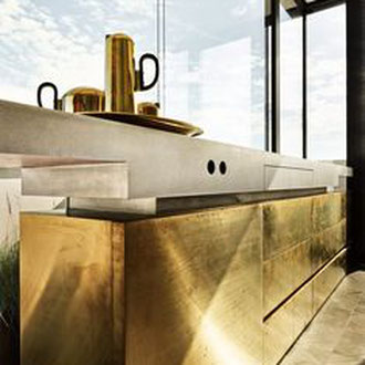 Metall putz gold bronze silber rost küche Keuken wohnen wonen statement charakter interior architektur luxus elegant robust 