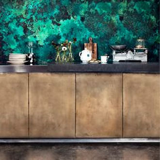 Metall putz gold bronze silber rost küche Keuken wohnen wonen statement charakter interior architektur luxus elegant robust 
