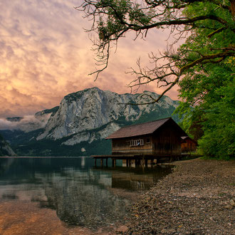 Bootshütte am Altausseer See mit der Trisselwand