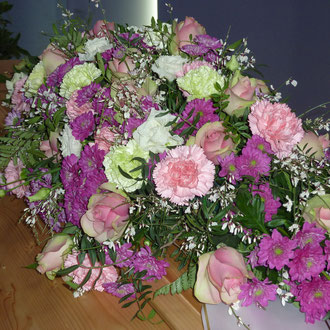 Sargbukett, rosa-pink