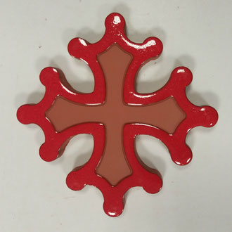 Croix occitane plate diamètre 14.5 émaillé extérieur rouge vif