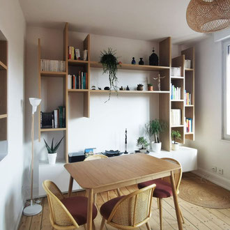 ETAGERES EN CHENE SUR MESURE  - Lionel CERTIER - Architecte d'intérieur à Strasbourg
