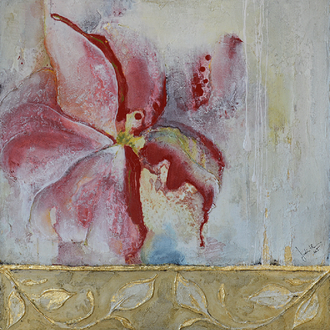 Art. Nr.: 16/350/16  L  I  "Blume abstrakt": Acryl auf Holz mit Blattgold 60 x 60 cm  I  Preis auf Anfrage
