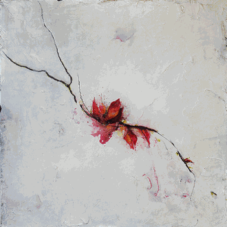 "Blüte auf Ast":  Acryl auf Holz mit Silberliquid 80 x 80 cm  I  VERKAUFT
