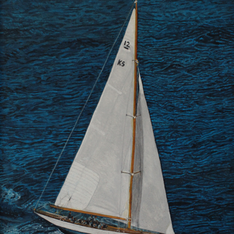 Dipinto Olio su Tela | Mare Blu | Dimensioni: 29.5x38.5 cm