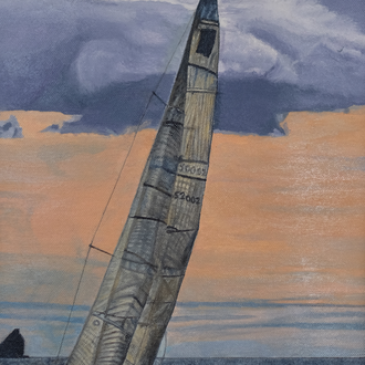 Oil Painting  | Navigation at Sundown | Size: 24x34 cm