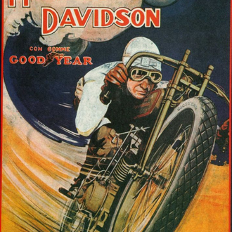 Der französische Viking Caillou Colombe (*ca. 1700) verliert ab und zu mal absichtlich, um das Wettgeschäft anzukurbeln. [Harley Davidson Werbeposter]