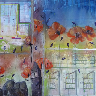 Perchtoldsdorf 3/3, 60x80cm, 2014, Mischteschnik auf Leinwand