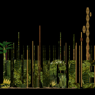 scénographie de Jungle. Opéra sauvage. Conception et mise en scène de Stéphane Guignard, musique de J. C. Feldhandler, livret de S. Roche d'après "Le Livre de la Jungle" de Kipling. Cie Eclats. Opéra de Limoges et Opéra de Bordeaux.