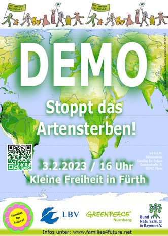 Flyer FamiliesForFuture - Demo auf der kleinen Freiheit in Fürth am 03.02.2023