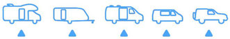Simboli Autocaravan, Caravan, Motorhome, Minivan, Suv